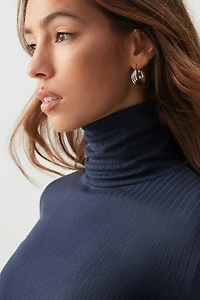 Ardene Super Soft Rib Turtleneck Top in Dark | Size | Polyester/Elastane
