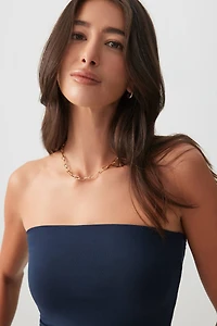 Ardene Basic Double Layer Tube Top in Dark | Size | Polyester/Elastane