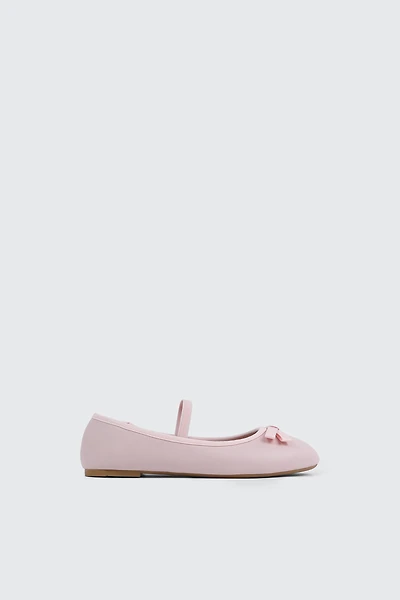 Ardene Kids Mary Janes with Bow in Light Pink | Size | Faux Leather