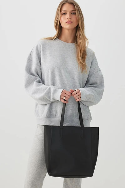 Ardene Minimalist Faux Leather Tote Bag in Black | Faux Leather/Polyester
