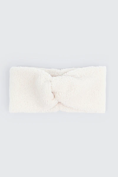 Ardene Knotted Sherpa Headband in White | Polyester