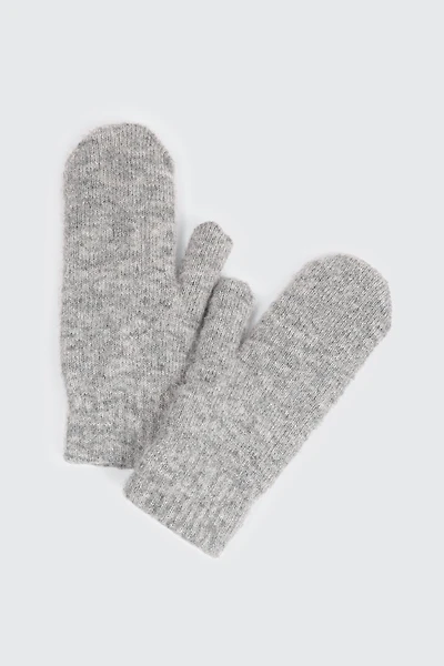 Ardene Fleece-Lined Mittens in Grey | Nylon/Elastane