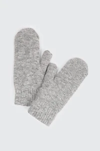 Ardene Fleece-Lined Mittens in Grey | Nylon/Elastane