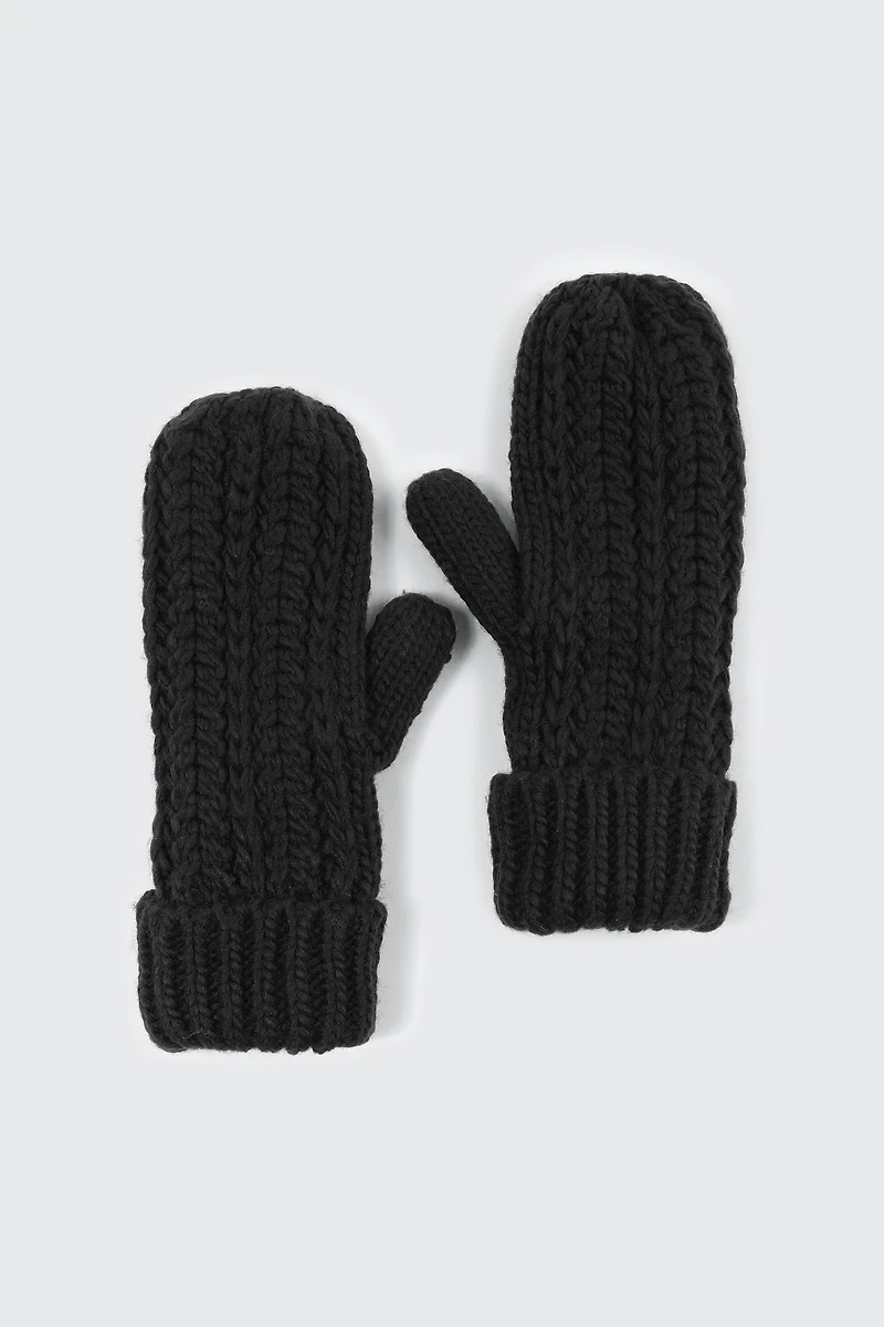 Ardene Fleece Lined Knit Mittens in | 100% Acrylic