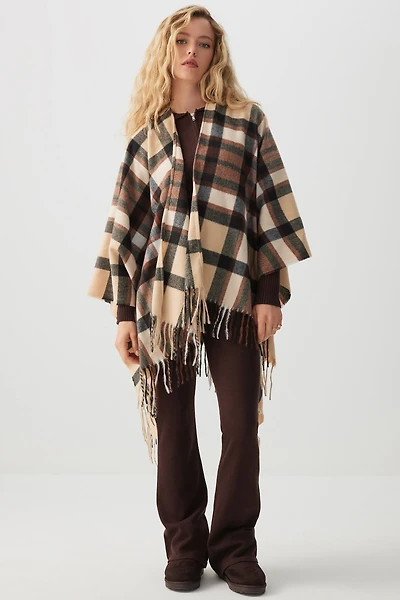 Ardene Plaid Shawl in Brown | Polyester