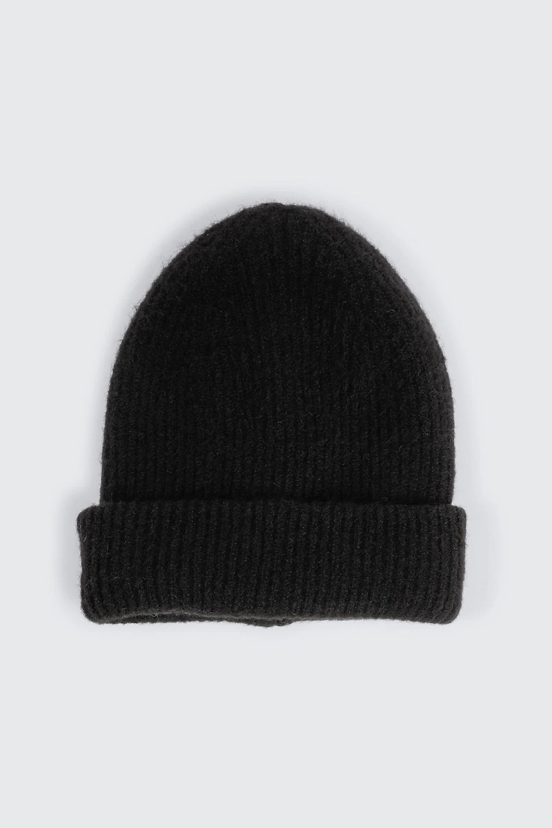 Ardene Rib Beanie in Black | Nylon/Elastane
