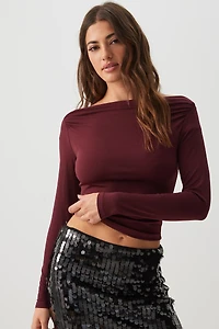 Ardene Boat Neck Long Sleeve Top in | Size | Polyester/Elastane