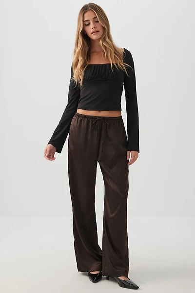 Ardene Satin Wide Leg Pants in | Size | Polyester/Elastane