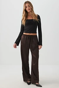 Ardene Satin Wide Leg Pants in | Size | Polyester/Elastane