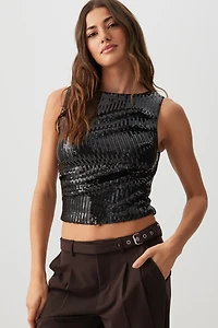 Ardene Draped Sequined Tank Top in | Size | Polyester
