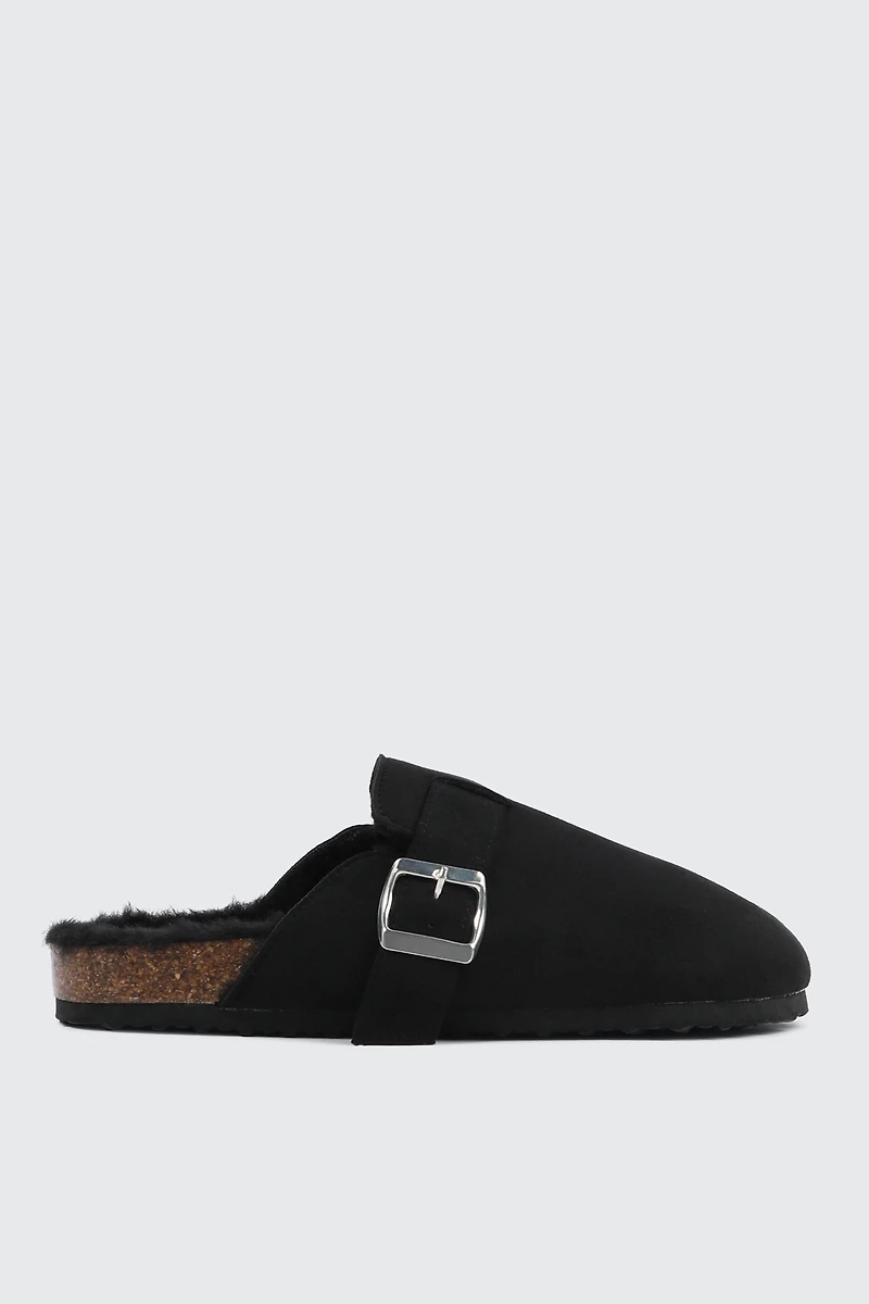Ardene Faux Suede Clogs in Black | Size
