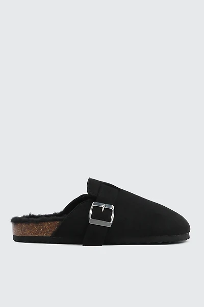 Ardene Faux Suede Clogs in Black | Size