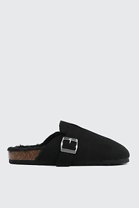 Ardene Faux Suede Clogs in Black | Size