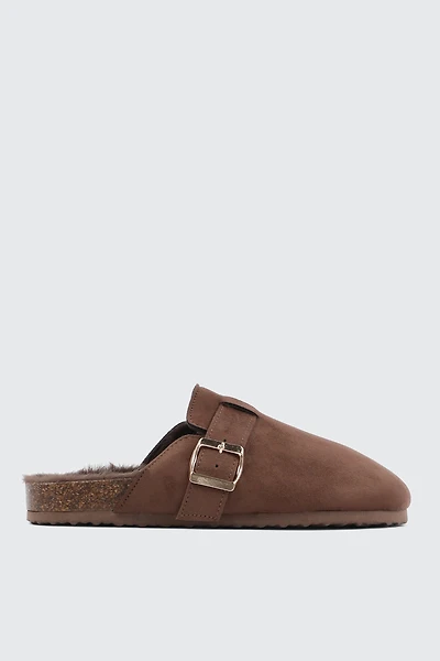 Ardene Faux Suede Clogs in Brown | Size