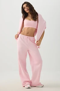 Ardene MADESOFT Fleece Straight Leg Sweatpants in Prima Pink | Size | Polyester/Cotton | Eco-Conscious
