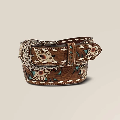 White Flower Embroidery Belt