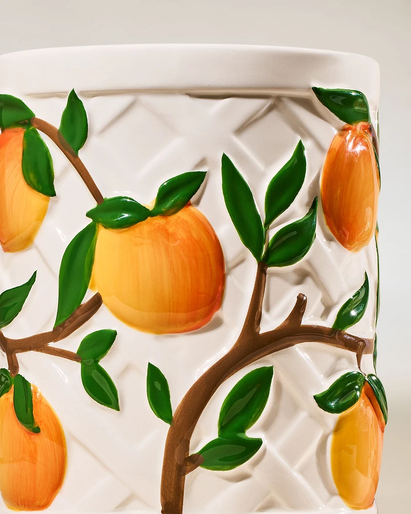 Vera Bradley Peach Pedestal 3-Wick Candle Holder