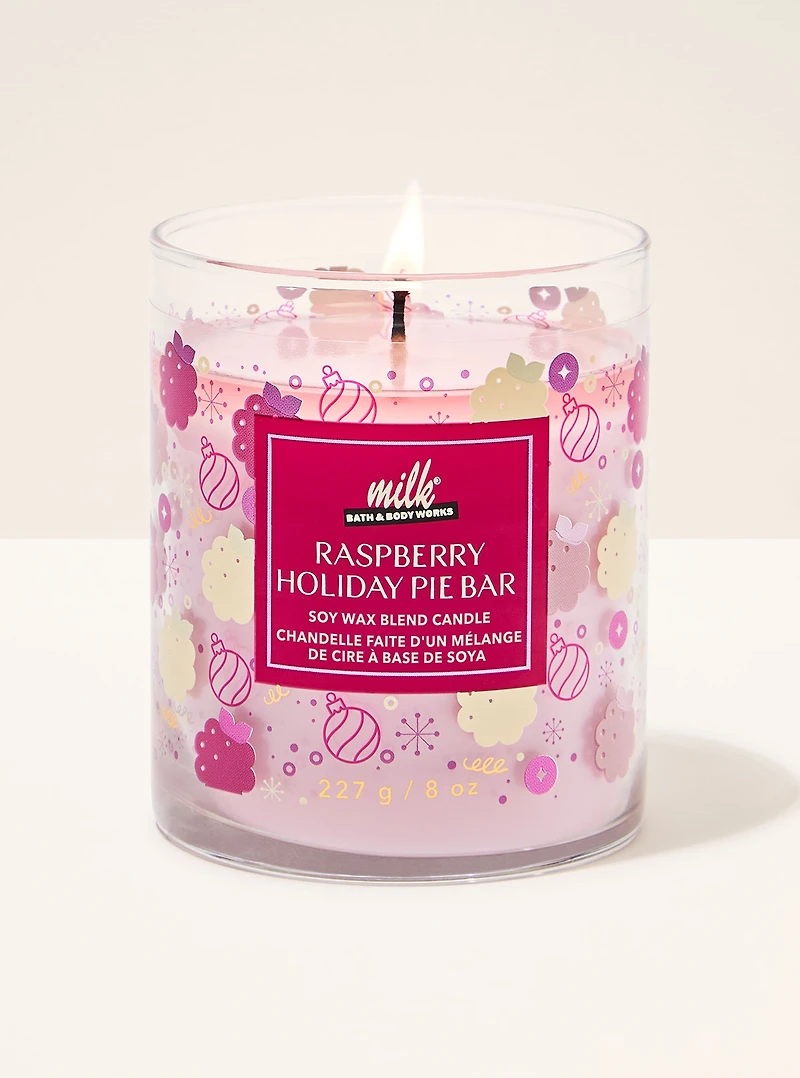 Raspberry Holiday Pie Bar Single Wick Candle