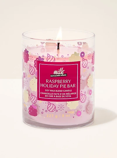 Raspberry Holiday Pie Bar Single Wick Candle