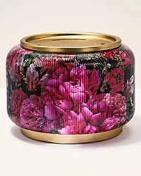 Floral Ribbed Glass Pedestal 3-Wick Candle Holder