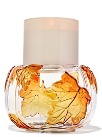 Glass Leafy Pumpkin 3-Wick Candle Holder
