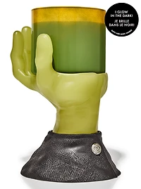 Glow-in-the-Dark Franken Hand Pedestal 3-Wick Candle Holder