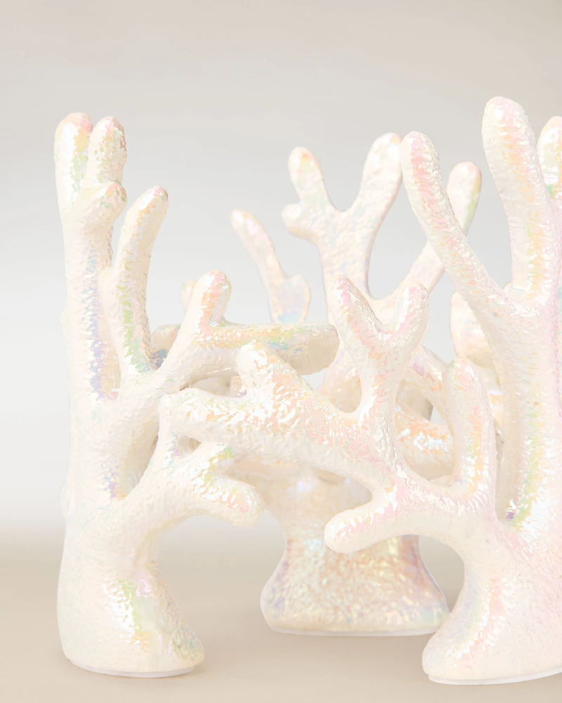 Iridescent Coral Pedestal 3-Wick Candle Holder