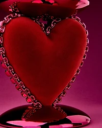 Ruffled Heart Cushion Pedestal 3-Wick Candle Holder