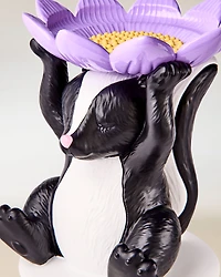 Flowery Skunk Pedestal 3-Wick Candle Holder