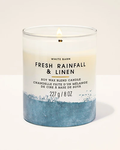 Fresh Rainfall & Linen Single Wick Candle