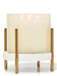 Mixed Material Pedestal 3-Wick Candle Holder