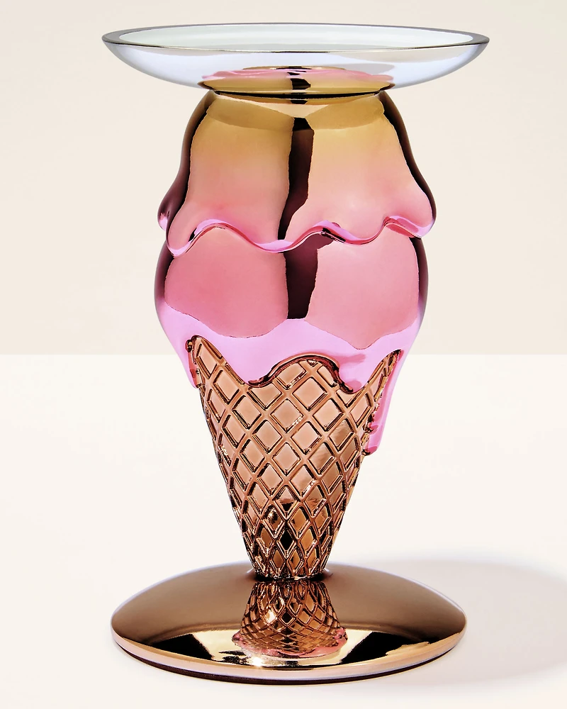 Double-Scoop Cone Pedestal 3-Wick Candle Holder