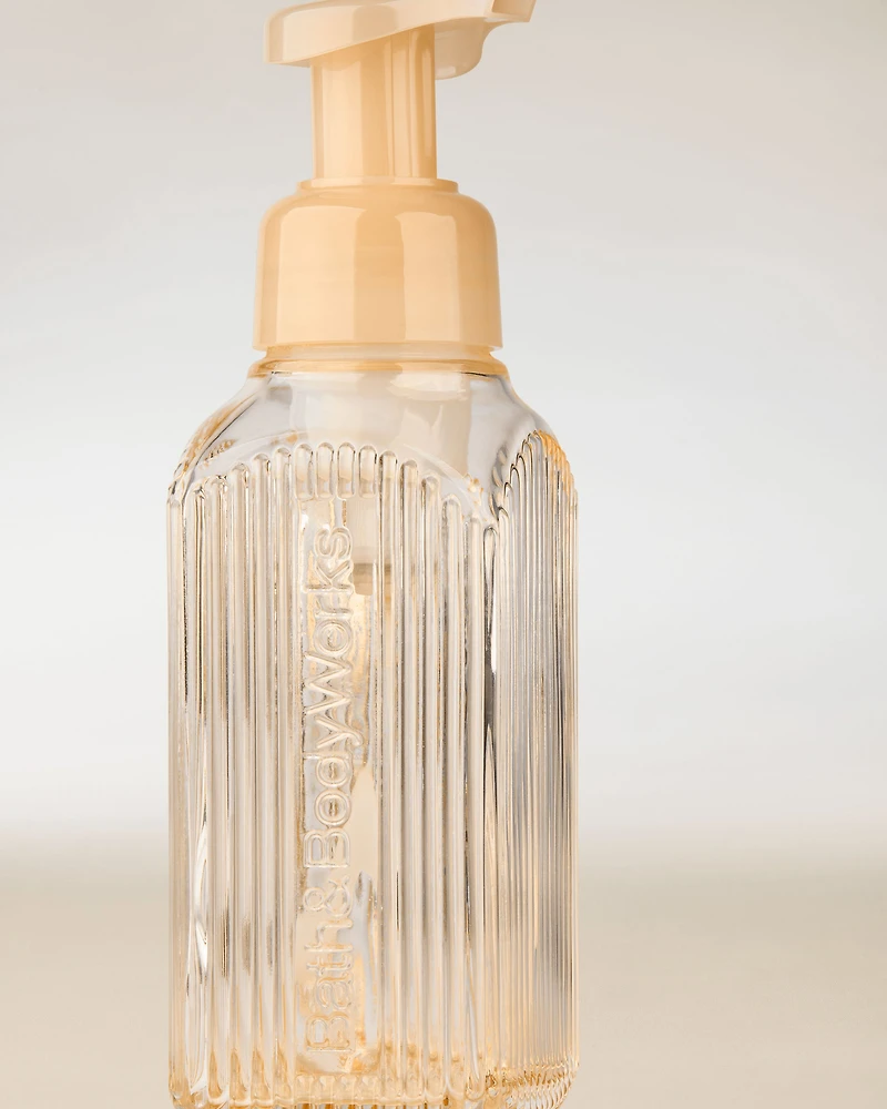 Cream Vertical Lines Gentle & Clean Foaming Hand Soap Dispenser