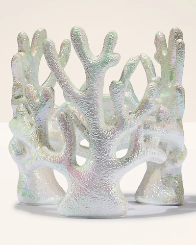 Iridescent Coral Pedestal 3-Wick Candle Holder