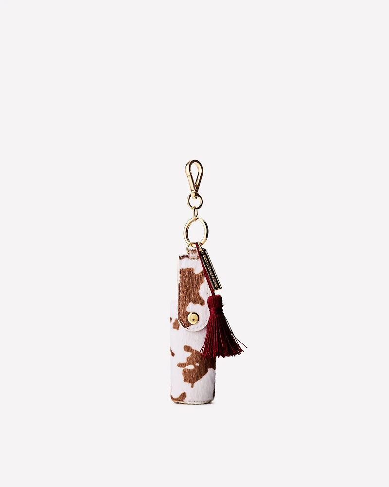 Faux Cowhide Spray Sanitizer & Lip Holder