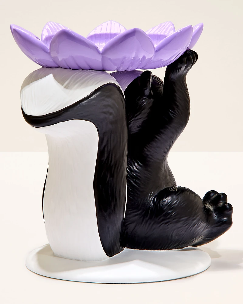 Flowery Skunk Pedestal 3-Wick Candle Holder