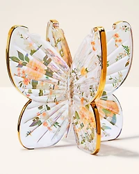 Glass Butterfly Pedestal 3-Wick Candle Holder