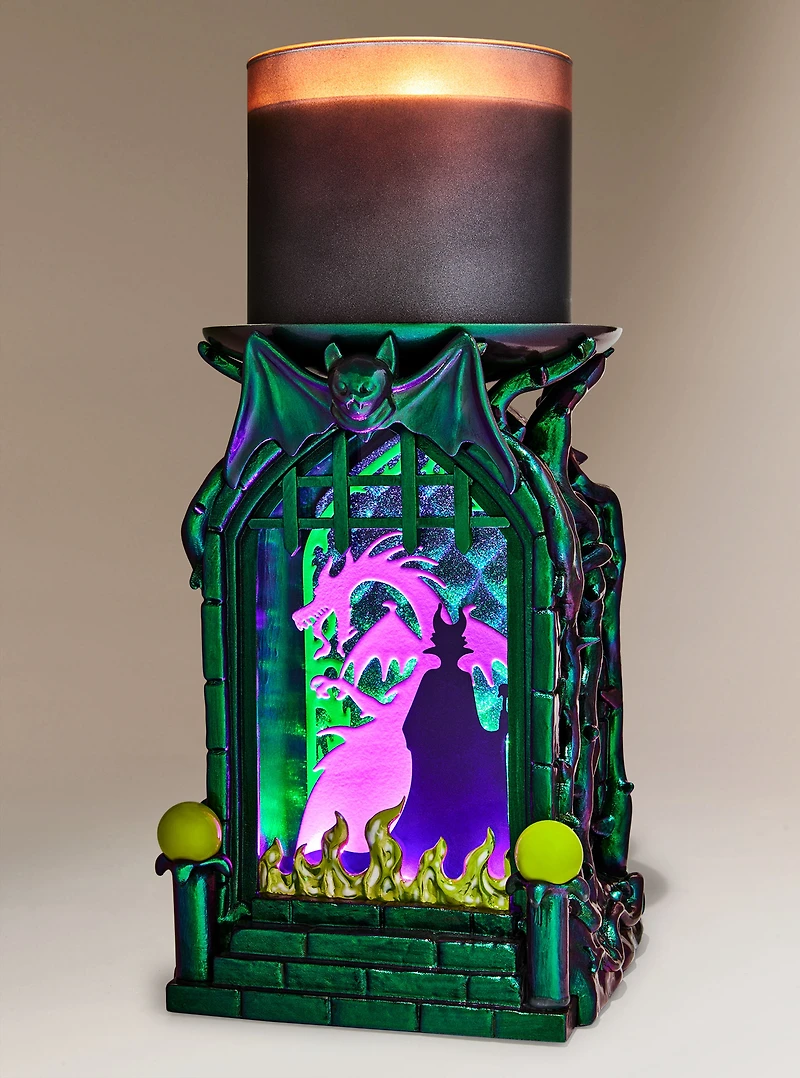 Maleficent Shadowbox Pedestal 3-Wick Candle Holder