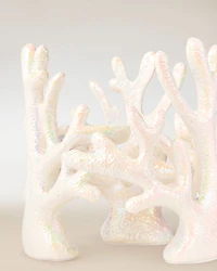 Iridescent Coral Pedestal 3-Wick Candle Holder