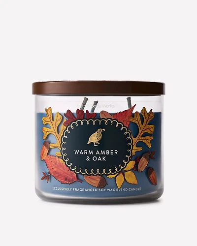 Warm Amber & Oak 3-Wick Candle