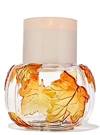 Glass Leafy Pumpkin 3-Wick Candle Holder