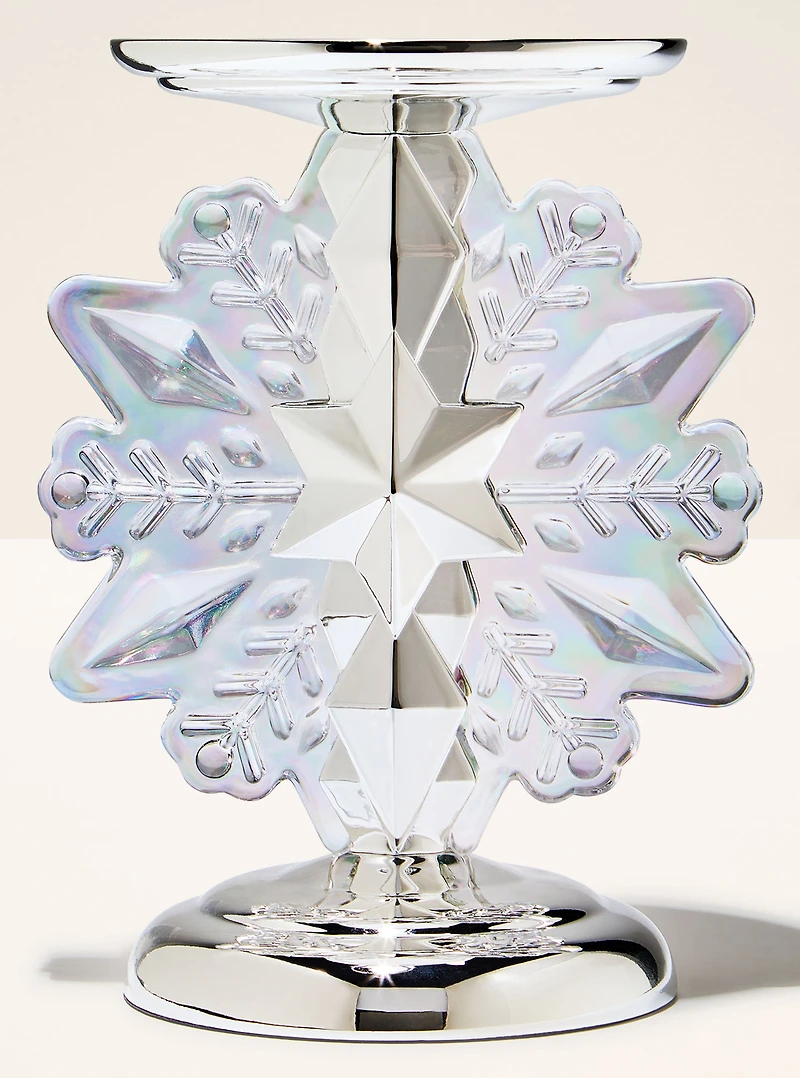 Snowflake Light-Up Pedestal 3-Wick Candle Holder