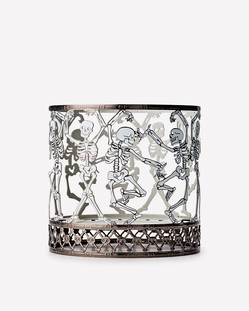 Glow-in-the-Dark Dancing Skeleton 3-Wick Candle Holder