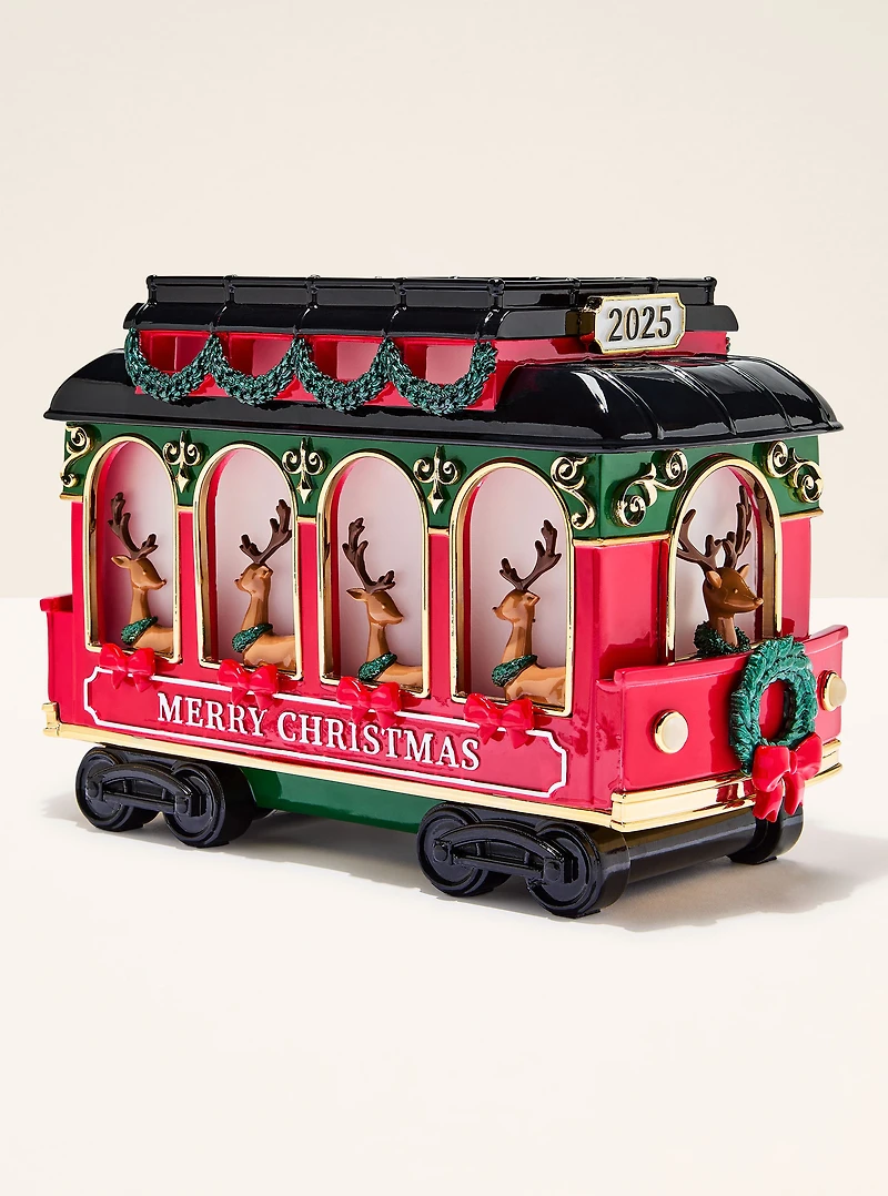 Trolley Light-Up Pedestal  3-Wick Candle Holder