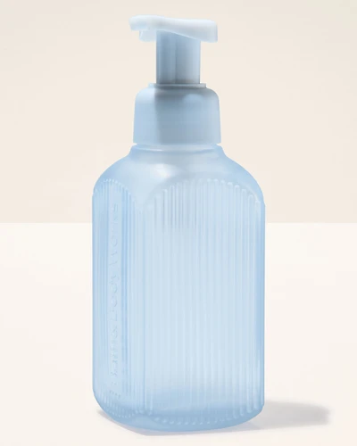 Light Blue Ribbed Glass Gentle & Clean Foaming Hand Soap Dispenser
