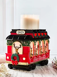 Trolley Light-Up Pedestal  3-Wick Candle Holder