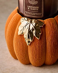Orange Corduroy Pumpkin  3-Wick Candle Holder