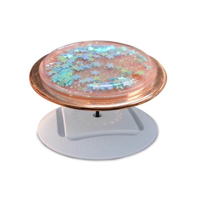 Tzumi Nuckees Trends Phone Grip: Blue Stars Rose Gold Liquid Glitter