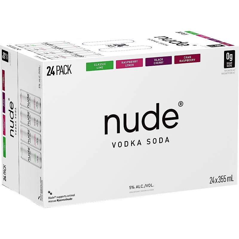 BCLIQUOR Nude Vodka Soda - 24 Pack Mixer Can