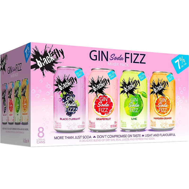 BCLIQUOR Black Fly - Gin Soda Fizz Mixer Pack Can